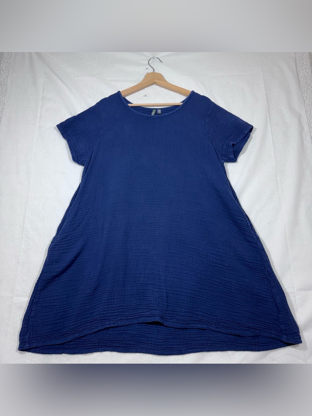 Shannon Passero Design Meghan Gauze Tunic Dress Size L Navy Blue Lagenlook